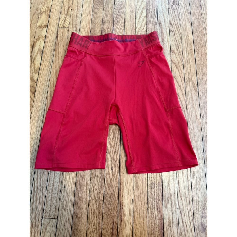 Gymshark Arrival 9" Shorts Women's Small Red‎ Biker Compression Pockets B3A7K